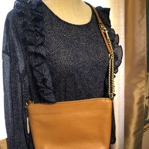 💘H&M Navy Ruffle Front Peplum Top Ditzy Print